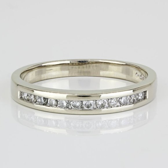 14k White Gold Channel-Set Diamond Wedding Band Anniversary Ring by JB Robinson - Picture 1 of 9